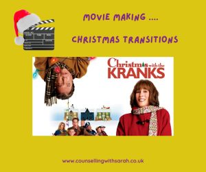 Image shows a picture from the Christmas with the Kranks film and contains the wording 'Movie making.... Christmas transitions'.